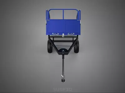 TILTED DUMP TRAILER CARGO CART WAGON TRACTOR CAR TRUCK VEHICLE 2 3D model