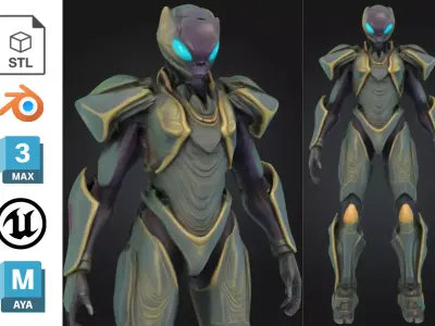 Sci Fi Alien Soldier Low-poly 3D model