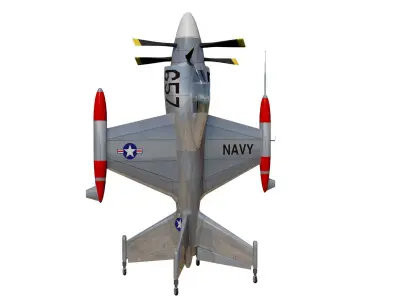 XFV-1 fighter jet with propellers flying in air 3D model