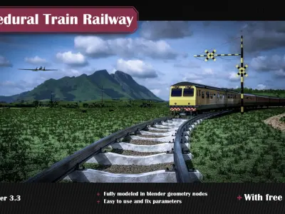Procedural Train Railway Track 3D model