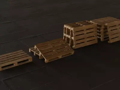 wooden pallet pack Low-poly 3D model