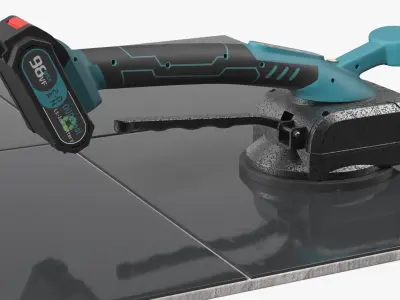 Cordless Tile Vibrator on Black Ceramic Tiles 3D model