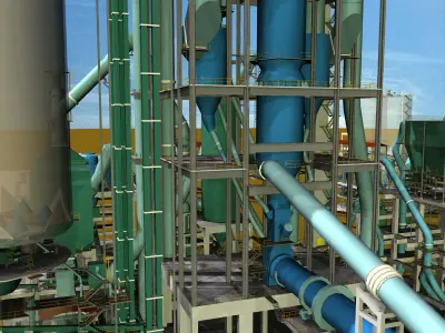 Cyclone Preheater Cement Plant Free 3D model