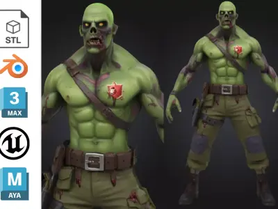 Zombie Soldier Military Low-poly 3D model
