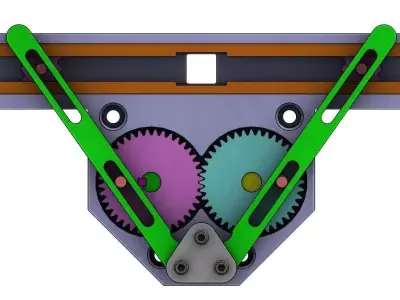 Mechanism Design A001-Rotating to Linear motion-gear and rod Free 3D print model