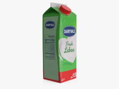 Cultured Milk Drink 1L with Red Screw Cap Green 3D model