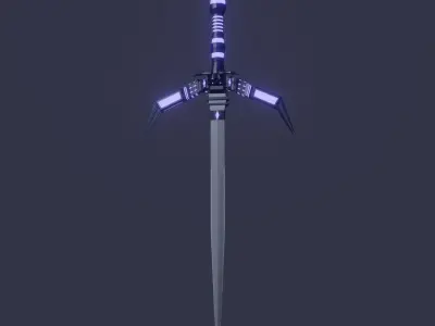 Fantasy Cybernetic Blue Sword Low-poly Game ready  Low-poly 3D model
