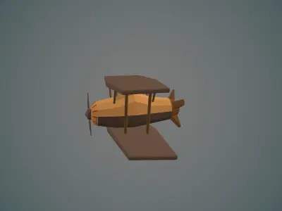 Airplane cartoon - 04 Low-poly 3D model