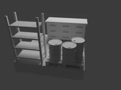  Low poly garage asset Free 3D model