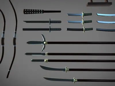 Samourai ands ninja weapons 3D model