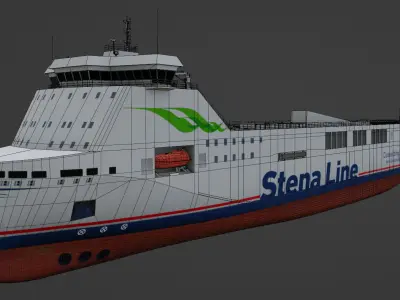 Methanol hybrid ferry Low-poly 3D model