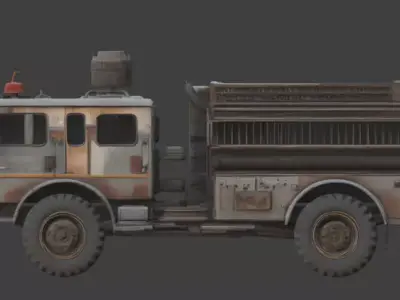 Rusted Apocalypse Rescue Truck 3D Model Low-poly 3D model