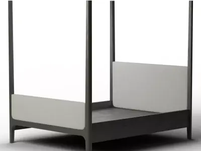 Modern Industrial Melrose Canopy Bed - King Size Low-poly 3D model