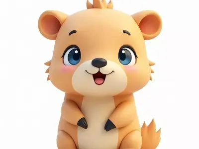 Cute Cartoon Cabybara Bear 3D Model Printable  Low-poly 3D model