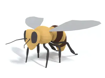 Low Poly Cartoon Honey Bee Low-poly 3D model