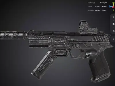 Machine Gun 3D model buy