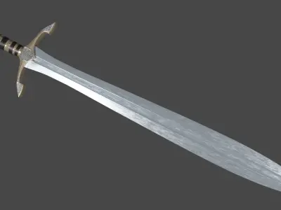 Xyphos sword with Excalibur handle Low-poly 3D model