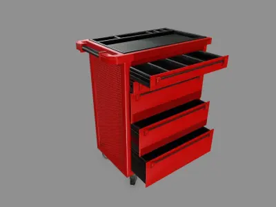 Cupboard tool cart on wheels Low-poly 3D model