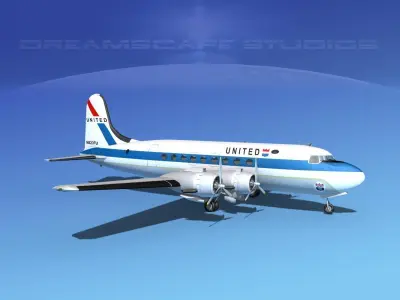 Douglas DC-4 United Airlines 2 3D model