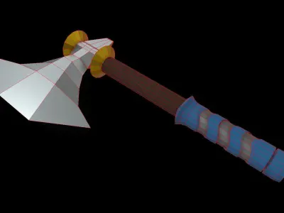 Low Poly Metallic Fantasy Axe 1 Low-poly 3D model