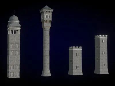 Medieval Modular Tower Pack Low-poly 3D model