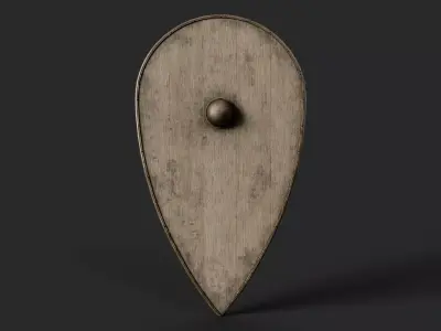 Slavic kite wooden shield-base Low-poly 3D model