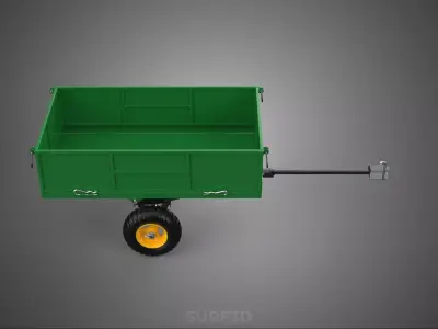 DUMP TRAILER CARGO CART WAGON TRACTOR LAWN MOWER GARDEN HAULING 3D model