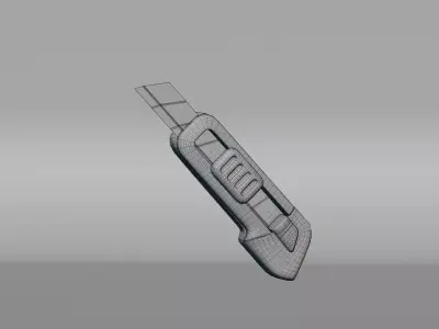 Slide Lock Paper cutter knife Low-poly 3D model