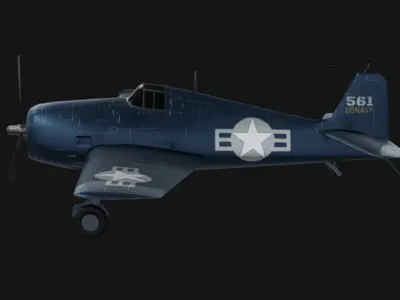 Grumman F6F Hellcat Low-poly 3D model
