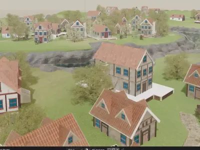 Quaint Village Landscape 3D model buy