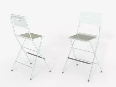 white Steel Folding Bar Chair 3D model
