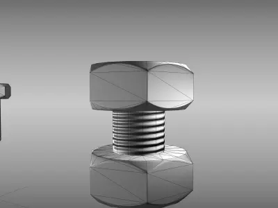 Low-Poly Nut and Bolt Low-poly 3D model