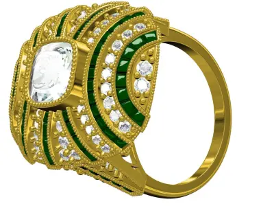Antique Art Deco Vintage Bridal Ring 3D print model