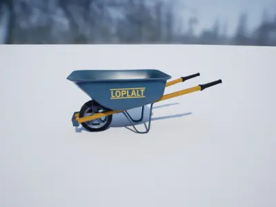 wheelbarrow PBR in snow 3D model