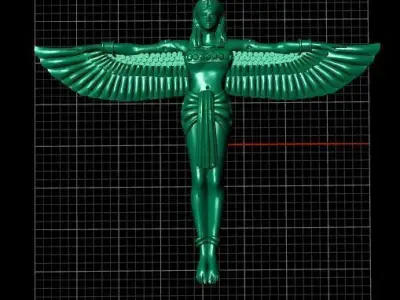 pendant egyptian statue with wings 3D print model