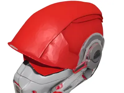 Metallic SciFi Helmet with Red Visor 3D model
