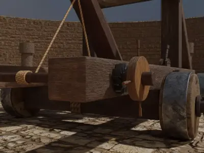 Ancient Catapult low poly game assert Low-poly 3D model
