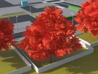  Lowpoly Red Oak Forest Tree 