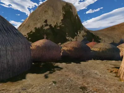 African Village At Sunset 3D model