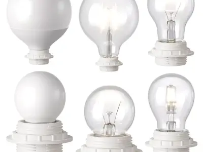 Bulb Set Led Halogen E27 3D model