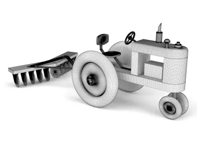 Wooden toy tractor 11 3D model