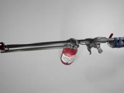 flamethrower fire extinguisher with note Free low-poly 3D model