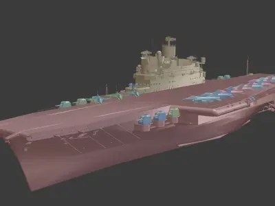 ship and Aircraft Low-poly 3D model