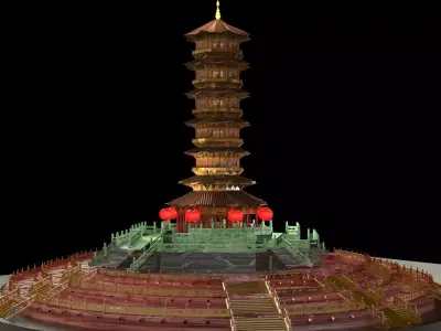 Chinese ancient tower 3D model purchase