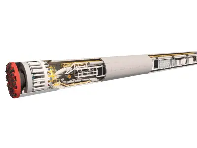 tunnel boring machine Low-poly 3D model