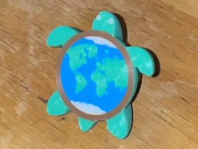 World Turtle Schrader Valve Cap Mythic Globe Tire Accent  3D print model