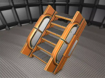 Sci-Fi Stairs - 23 - Orange  Version Low-poly 3D model
