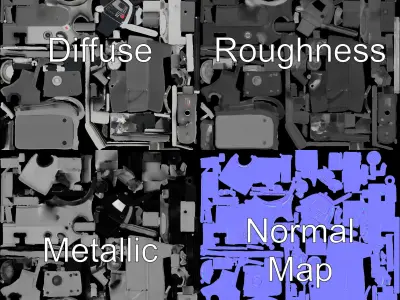 CNC Milling Machine Model Pack with Detailed Features Low-poly 3D model