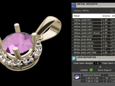 Dainty Round Halo Pendant with bell 7mm 3D print model