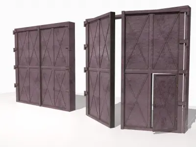 Industrial metal gate 3 Low-poly 3D model
